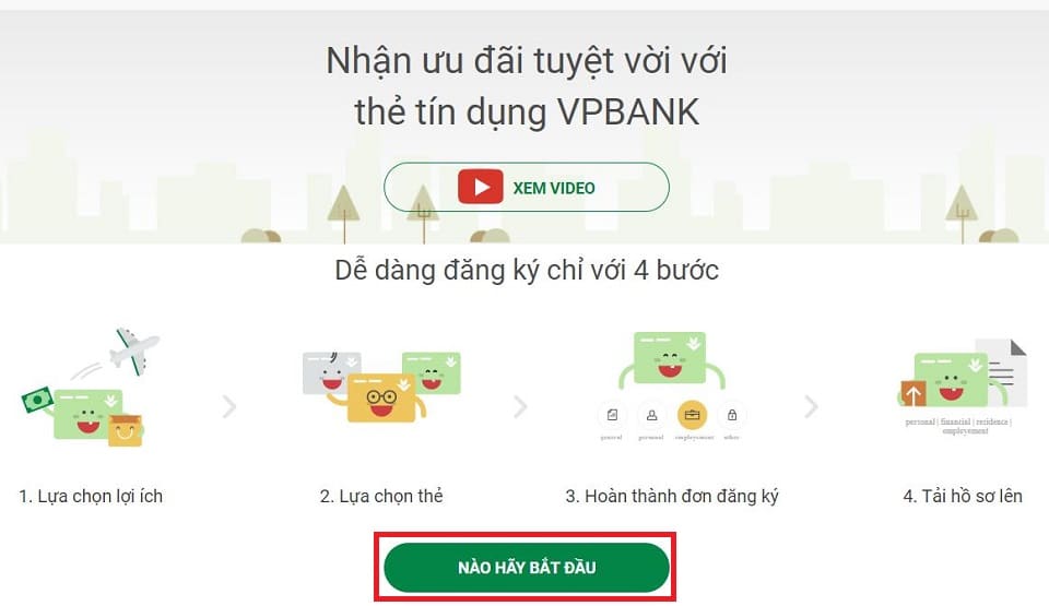 Đăng ký tài khoản thẻ tín dụng VPBank