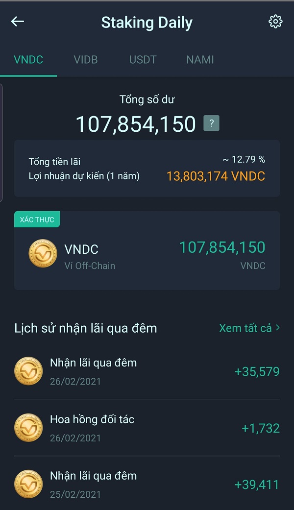 staking daily vndc