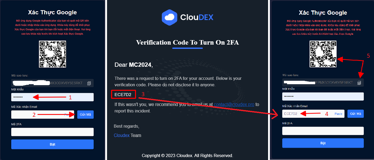 Kích hoạt bảo mật 2FA cloudex