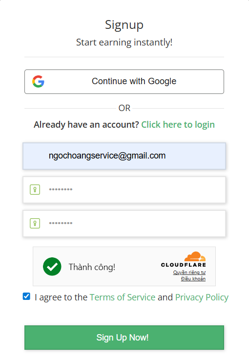 Hướng dẫn đăng ký tài khoản TimeBucks Bước 1